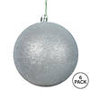 Vickerman 4" Silver Glitter Ball Ornament, 6 per Bag Image 3