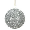 Vickerman 4" Silver Tinsel Ball Ornament, 4 per Bag Image 1
