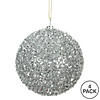 Vickerman 4" Silver Tinsel Ball Ornament, 4 per Bag Image 2