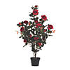 Vickerman 45" Artificial Red Rose Plant in Pot Image 1