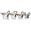 Vickerman 5-8" Tin Containers Burlap Handle - 4/pk Image 1