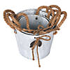 Vickerman 5-8" Tin Containers Burlap Handle - 4/pk Image 1