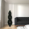 Vickerman 5' Artificial Green Cedar Double Spiral Topiary, Black Plastic Pot Image 1