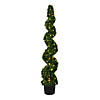 Vickerman 5' Artificial Potted Green Boxwood Spiral Tree Image 1