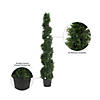 Vickerman 5' Artificial Potted Green Cedar Spiral Tree Image 4