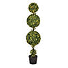Vickerman 5' Artificial Triple Ball Green Boxwood Topiary Image 1