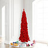 Vickerman 6.5' Flocked Red Pencil Fir Artificial Christmas Tree, Red Dura-lit LED Lights Image 1