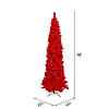 Vickerman 6.5' Flocked Red Pencil Fir Artificial Christmas Tree, Red Dura-lit LED Lights Image 2