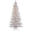 Vickerman 6.5' Flocked White Slim Christmas Tree with Clear Lights Image 1