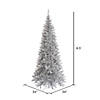 Vickerman 6.5' Silver Tinsel Fir Slim Artificial Christmas Tree, Unlit Image 1