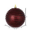 Vickerman 6" Burgundy Candy Finish Ball with Glitter Lines Christmas Ornaments - 3/Bag Image 1