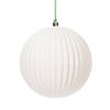 Vickerman 6" White Shiny Lined Ball Ornament, 4 per Bag. Image 1