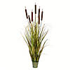 Vickerman 60" Artificial Potted Green Grass with Cattails Image 1