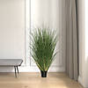 Vickerman 60" PVC Artificial Potted Green Curled Grass Image 1