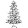Vickerman 7.5&#39; Flocked Alder Long Needle Pine Artificial Christmas Tree, Frosted White LED Lights Image 1