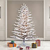 Vickerman 7.5' Flocked Stick Pine Artificial Christmas Tree, Dura-Lit&#174; LED Warm White Mini Lights Image 1