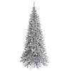 Vickerman 7.5' Silver Tinsel Fir Slim Artificial Christmas Tree, Unlit Image 1