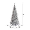 Vickerman 7.5' Silver Tinsel Fir Slim Artificial Christmas Tree, Unlit Image 1