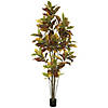 Vickerman 7' Potted Artificial Green and Orange Cronton Tree Image 1