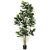 Vickerman 7' Potted Artificial Green Rubber Tree Image 1