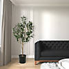 Vickerman 72" Artificial Green Olive Tree in Black Planters Pot Image 1