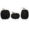 Vickerman 8" Black Pumpkins Assorted Set of 3. Image 1