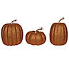 Vickerman 8" Orange Pumpkins Assorted Set of 3. Image 1