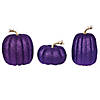 Vickerman 8" Purple Pumpkins Assorted Set of 3.  Image 1