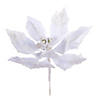 Vickerman 9" Artificial White Double Sided Velvet Poinsettia Christmas Pick, 2 per bag Image 1
