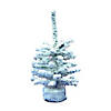 Vickerman 9" flocked Mini Pine Artificial Christmas tree, Set of 6 Image 1