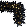 Vickerman 9' Proper 14" Flocked Black Fir Pre-Lit Garland, Dura-Lit Warm White LED Mini Lights. Image 4