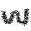 Vickerman 9' Snow Tipped Pine and Berry Artificial Christmas Garland, Warm White Dura-lit LED Mini Lights Image 1