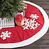 Vickerman Red with White Felt Snowflakes  60" Cotton Christmas Tree Skirt Image 3