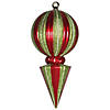 Vickerman Shatterproof 12" Large Red and Lime Striped Shiny Finial Christmas Ornament Image 1