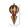 Vickerman Shatterproof 12" Large Red and Lime Striped Shiny Finial Christmas Ornament Image 1