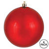 Vickerman Shatterproof 4&quot; Red Shiny Ball Christmas Ornament, 6 per Bag Image 3