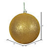 Vickerman Shatterproof 6" Antique Gold Glitter Ball Christmas Ornament, 4 per Bag Image 1