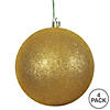 Vickerman Shatterproof 6" Antique Gold Glitter Ball Christmas Ornament, 4 per Bag Image 4