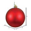 Vickerman Shatterproof 6" Red Matte Ball Christmas Ornament, 4 per Box Image 4