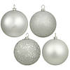 Vickerman Shatterproof 6" Silver 4-Finish Ball Christmas Ornament, 4 per Box Image 1