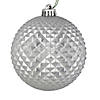 Vickerman Shatterproof 6" Silver Durian Glitter Ball Christmas Ornament, 4 per Bag Image 1