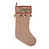 Vickerman Tan Burlap Bead Embroidered 8" x 19" Stocking Image 1