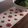 Vickerman White Red Embroidered Snowflakes 12" x 60" Table Runner Image 2