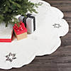 Vickerman White Silver Flakes Collection Sequin Embroidered 60" Cotton Velvet Christmas Tree Skirt Image 3