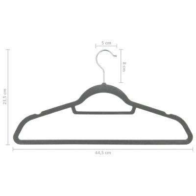 vidaXL 100 pcs Clothes Hanger Set Anti-slip Gray Velvet Image 3