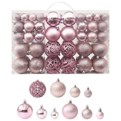 vidaXL 100 Piece Christmas Ball Set Pink Image 1