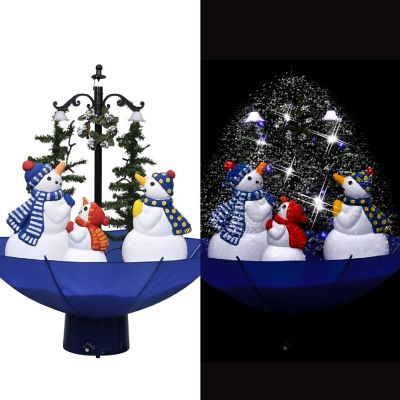 vidaXL 2' Blue Snowing Christmas Tree with Umbrella Base Image 1