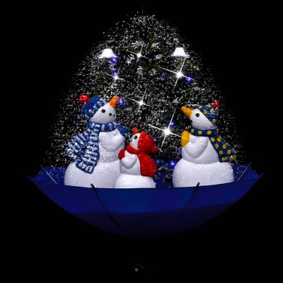 vidaXL 2' Blue Snowing Christmas Tree with Umbrella Base Image 3