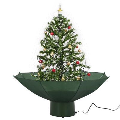 vidaXL 2' Green Snowing Christmas Tree with Umbrella Base Image 1