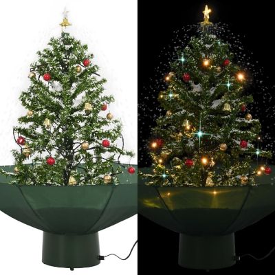 vidaXL 2' Green Snowing Christmas Tree with Umbrella Base Image 1